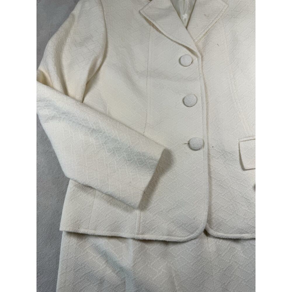 Pendleton Women’s Wool Blend Skirt Suit Ivory Jacket 6 Skirt 8 Made USA - Picture 5 of 16
